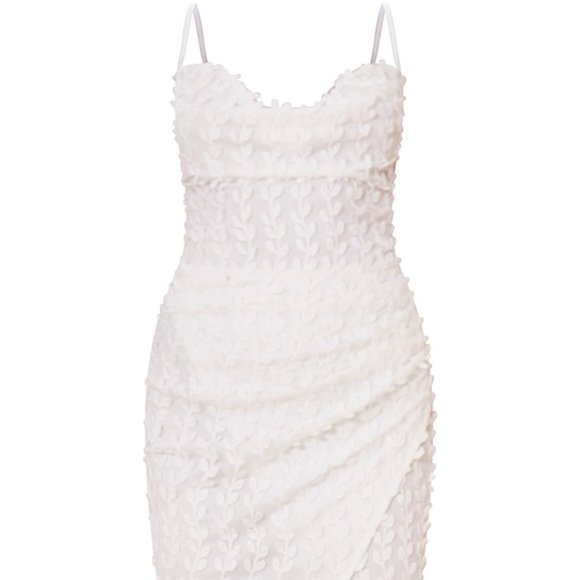 white lace cowl neck lace up back midi dress Cowl Back Dress With Lace